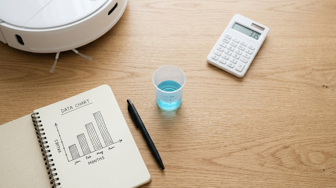 Calculul costului detergentului pentru robotul aspirator: doză mică de detergent și calculator