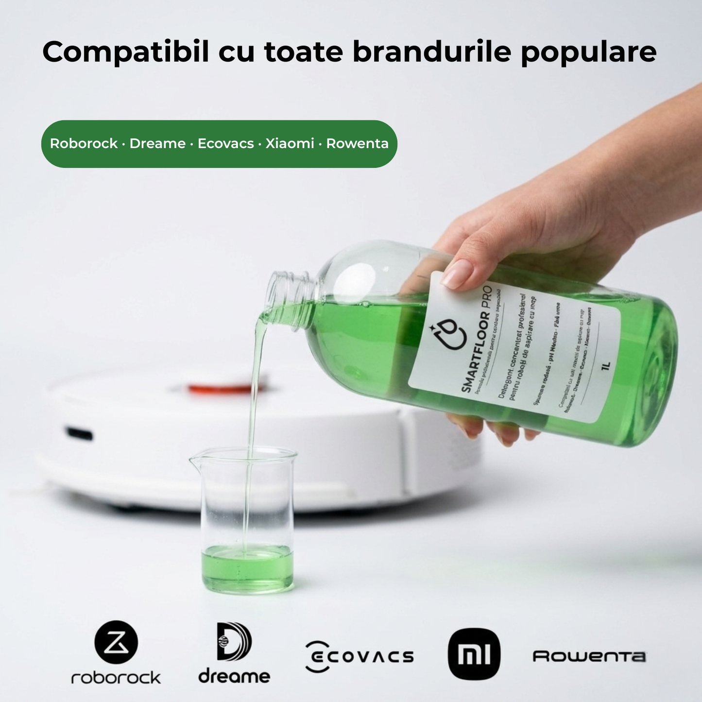 Detergent concentrat pentru robot aspirator cu mop - compatibil Roborock, Xiaomi, Dreame - SmartFloor PRO 1L