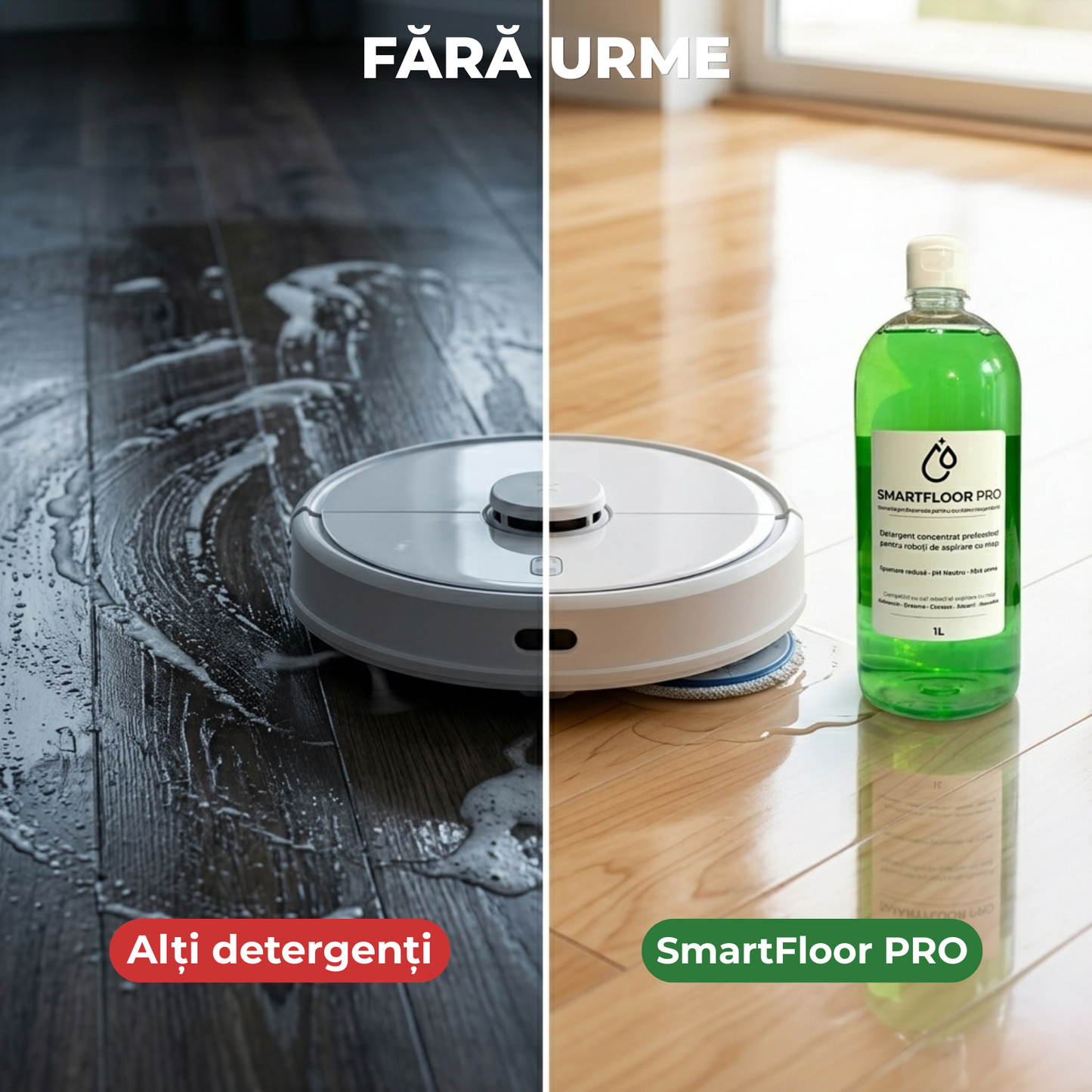 Detergent concentrat pentru robot aspirator cu mop - compatibil Roborock, Xiaomi, Dreame - SmartFloor PRO 1L
